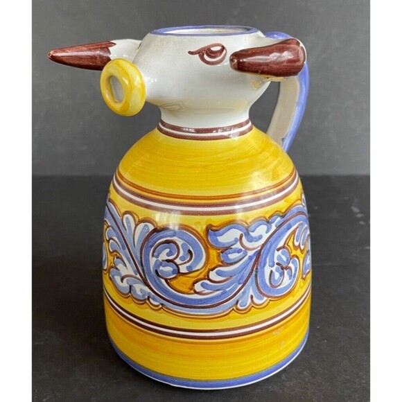 Spanish Bull Milk Pitcher Creamer Picasso Style Art Pottery Signed Espana Unique - Picture 2 of 11